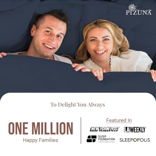 100% Cotton Standard Pillow Shams 400 Thread Count Dark Blue (7.5 Count)