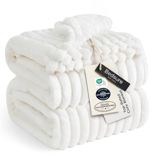 Soft Cozy Queen Size Fleece Blanket for Bed Off White 90"x90"
