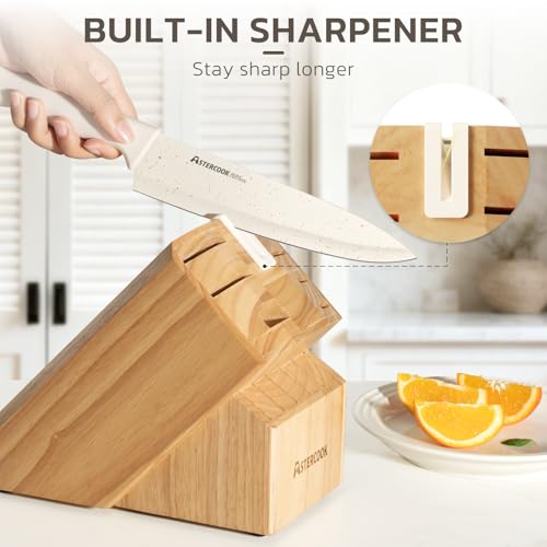 Knife Set 15 Pieces Kitchen Knife Set with Sharpener Block (15 Count)