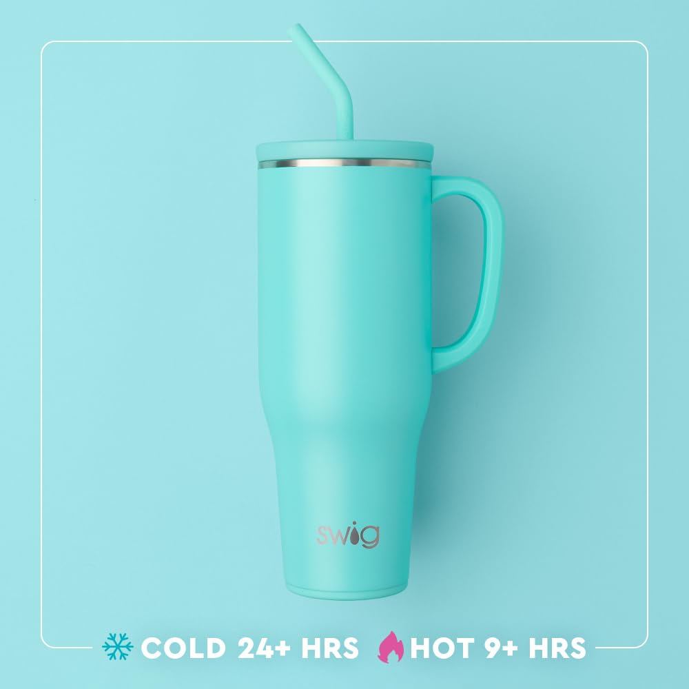 40oz Insulated Mega Mug with Handle & Straw