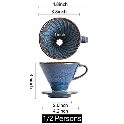 Ceramic Coffee Dripper Filter 60Angle Tapered Hand Brew Pour Over Coffee Maker Set Reusable Porcelain Portable For Home Baristas