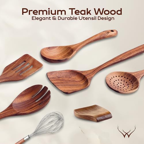 7 Pcs Teak Wooden Kitchen Utensils (7 Count)