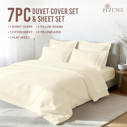Cotton Full Duvet Cover + Sheet Set 400 Thread Count New Ivory