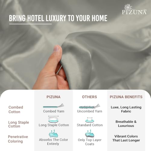 Pure 100% Cotton Pillow Shams Queen Size Set of 2 Silver (2 Count)