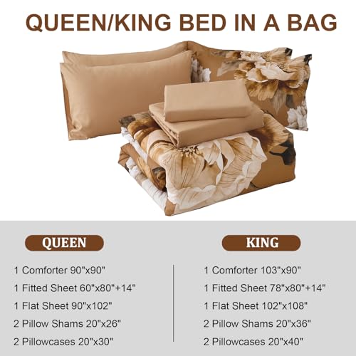 Brown King Size Comforter Set 7 Piece Bed in a Bag