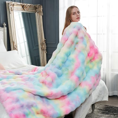 Faux Fur Throw Blanket for Couch