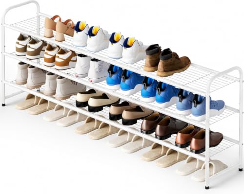 3 Tier Long Shoe Rack for Closet Metal Shoe Organizer for Entryway