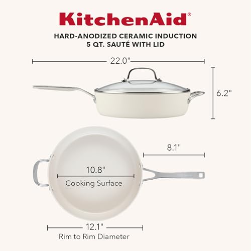 Hard Anodized Ceramic Induction Saute Pan with Lid and Helper Handle