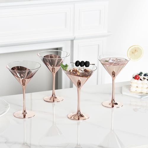 8 Ounce Modern Metallic Gold Tone Martini Glasses (4 Count)