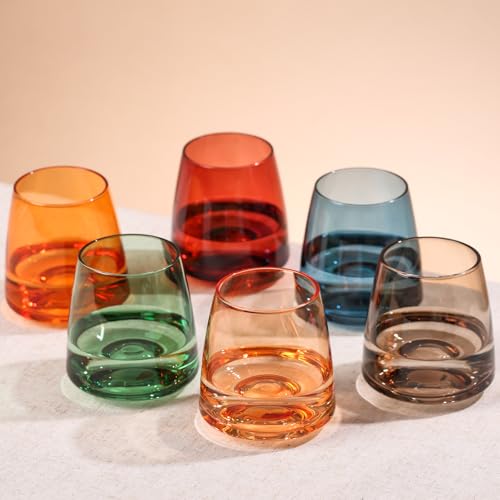 Stemless Colored Wine Glasses Set of 6 (6 Count)
