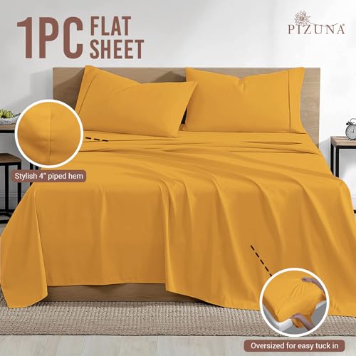 100% Cotton Twin XL Flat Sheet 400 Thread Count Honey Gold
