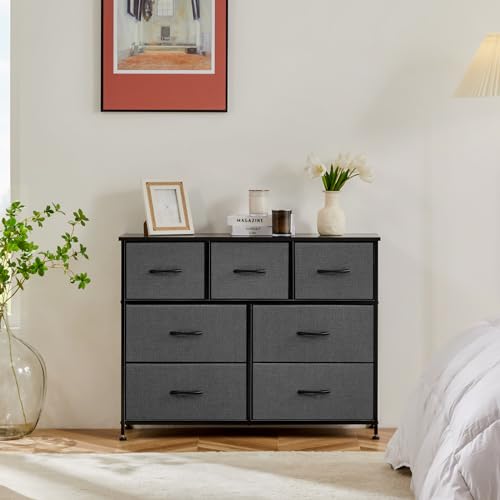 7 Drawer Dresser Storage Organizer with Fabric Bins