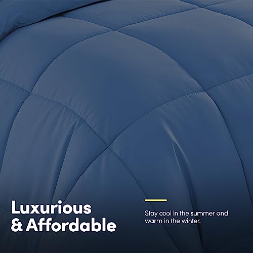 5 Piece Comforter Set Bag Solid Color All Season Soft Down Alternative Blanket & Luxurious Microfiber Bed Sheets (5 Count)
