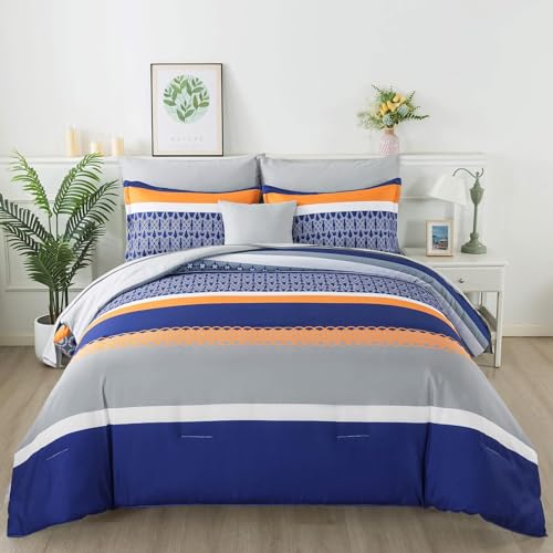 8 Pieces Bed in a Bag Stripe Comforter Set King Size
