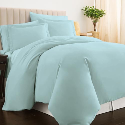 100% Cotton King Duvet Cover Set 400 Thread Count Baby Blue