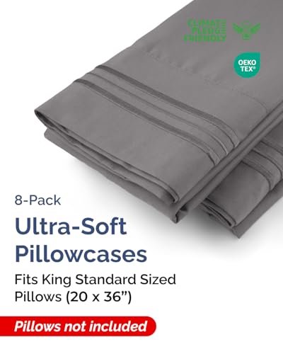 King Standard Pillow Cases Set of 8 (8 Count)
