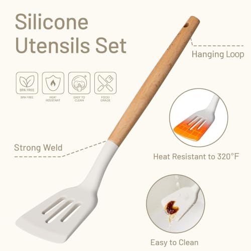 10 Piece Kitchen Utensils Set with Wood Cool (10 Count)