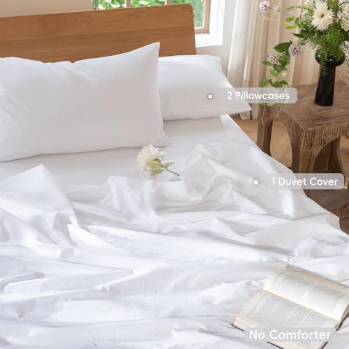 Duvet Cover Set 100% Washed Cotton Linen Like Super King (3 Count)