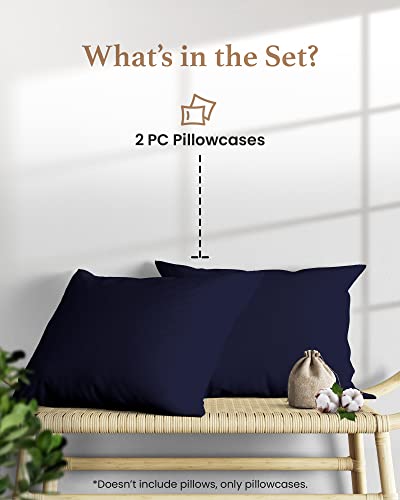 1000 TC Navy Blue Standard Pillowcases Set of 2 100% Egyptian Cotton Pillow Cases with Long Staple Cotton & Sateen Weave (2 Count)