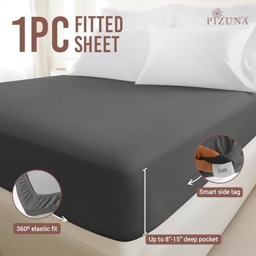 Full Cotton Fitted Sheet 400 Thread Count Dark Grey
