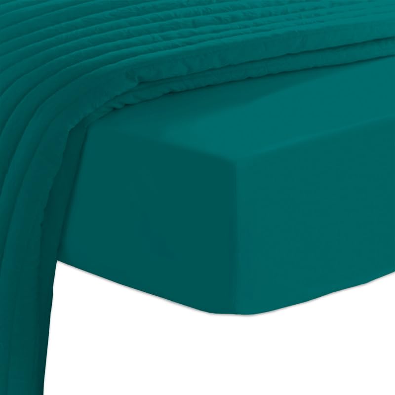 Twin Cotton Fitted Sheet 400 Thread Count Teal Green