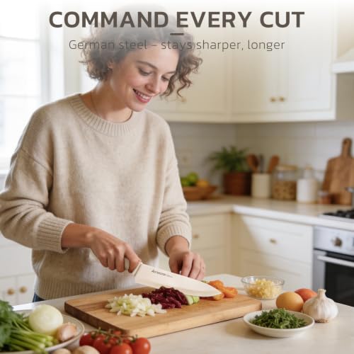 Knife Set 15 Pieces Kitchen Knife Set with Sharpener Block (15 Count)