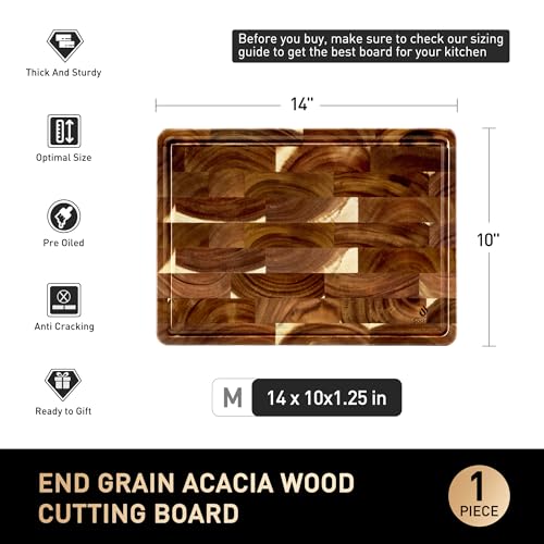 End Grain Cutting Board for Kitchen with Non