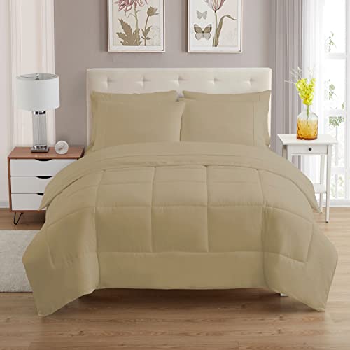 7 Piece Comforter Set Bag Solid Color All Season Soft Down Alternative Blanket & Luxurious Microfiber Bed Sheets