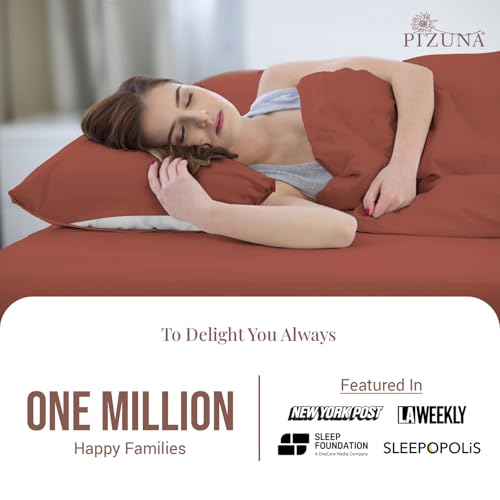 100% Cotton King Size Pillowcases 400 Thread Count Brick Red (2 Count)