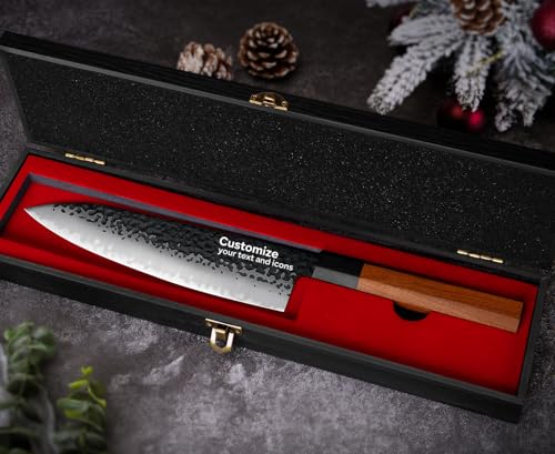 Custom 8'' Japanese Knife with Sandalwood Box Gifts for Men