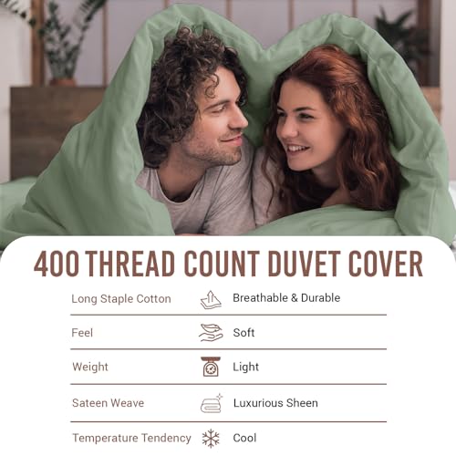 100% Cotton King Duvet Cover Set 400 Thread Count Sea Foam