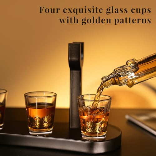 Luxury Gun Whiskey Decanter Set with 4 Glasses (5 Count)