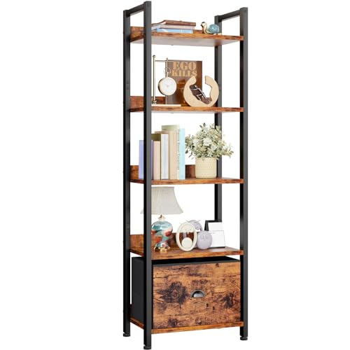 5 Tier Bookshelf with Drawer (5 Count)