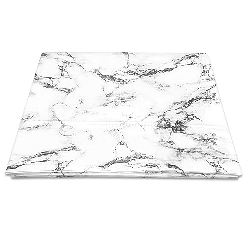 100% Cotton Marble Print Queen Flat Sheet 400TC White