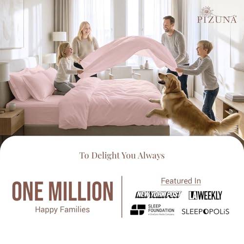 Cotton Queen Duvet Cover + Sheet Set 400 Thread Count Light Pink