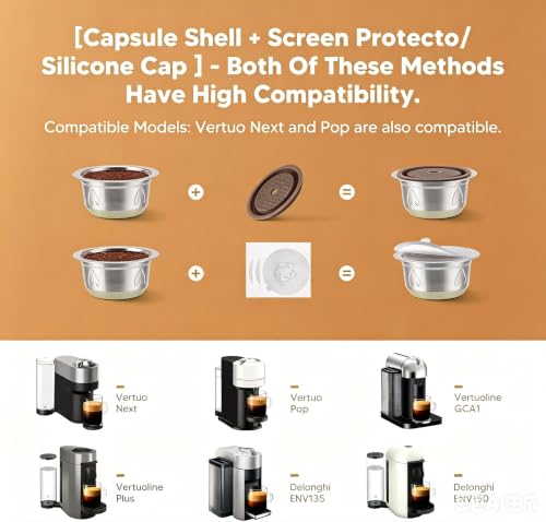 2PCS Stainless Steel Reusable Coffee Pods for Nespresso Vertuo