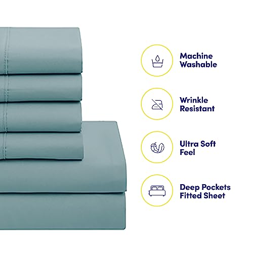 5 Piece Comforter Set Bag Solid Color All Season Soft Down Alternative Blanket & Luxurious Microfiber Bed Sheets