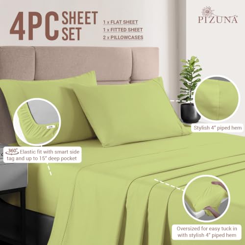 400 Thread Count Cotton Queen Size Light Green Sheets Set