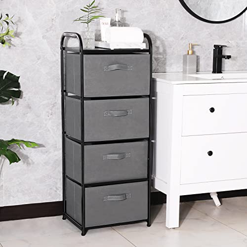 4 Drawer Fabric Dresser Tall Storage Tower
