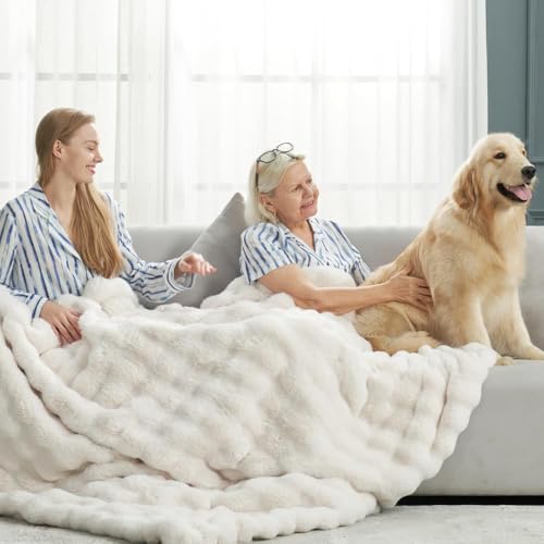 Faux Fur Throw Blanket for Couch
