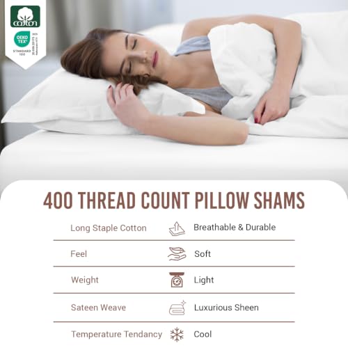 Pure 100% Cotton Pillow Shams King Size Set of 2 White (2 Count)