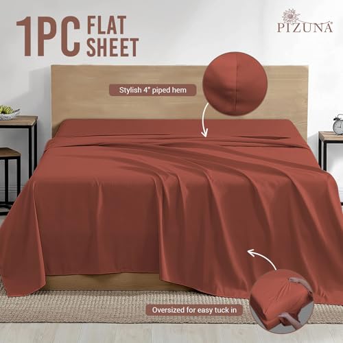 100% Cotton Full Flat Sheet 400 Thread Count Brick Red