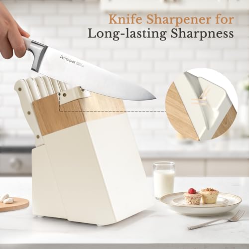 Knife Set Astercook Kitchen Knife Set with Block 14 (14 Count)
