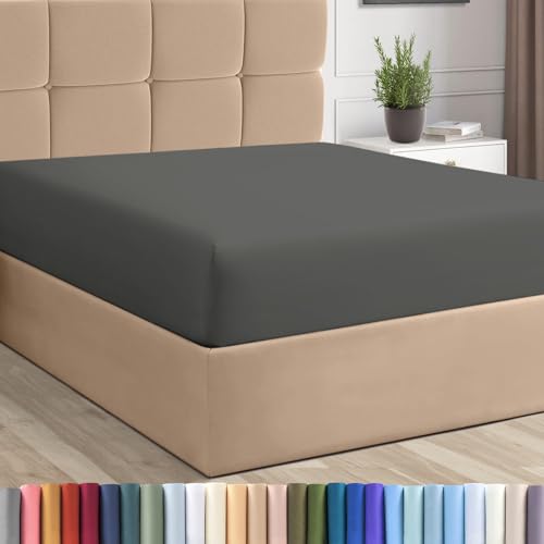 Twin XL Cotton Fitted Sheet 400 Thread Count Dark Grey