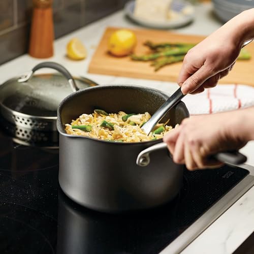 A1 Series w ScratchDefense Nonstick Induction Straining Sauce Pan with Lid