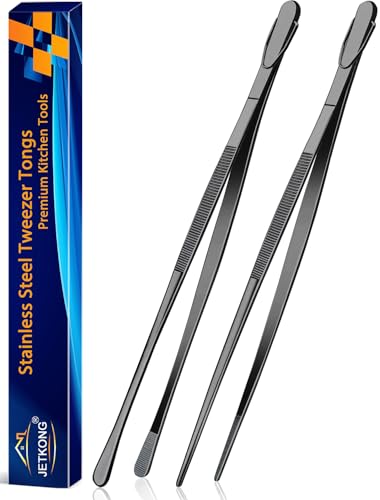 2 Pcs 14 Inch Food Tweezer Tongs Extra Long Stainless Steel Kitchen Tweezer Cooking Tweezers (2 Count)