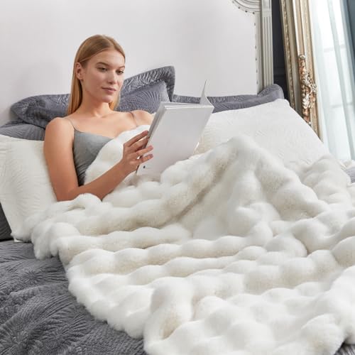 Faux Fur Throw Blanket for Couch