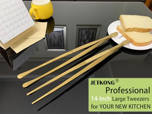2 Pcs 14 Inch Cooking Tweezers Extra Long Stainless Steel Food Tweezers Kitchen Tweezer Tongs