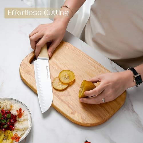 Kitchen Knife Set with Block and Sharpener 15 Piece Knives Set German High Carbon Stainless Steel Knives Sharp Blade Dishwasher Safe Deba Knives with Ergonomic Handle (15 Count)