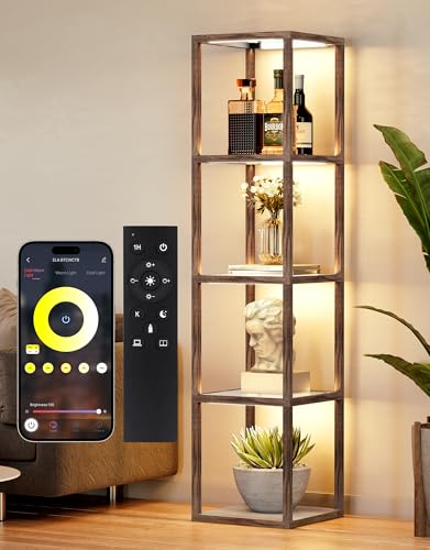 Floor Lamp Glass Display Shelf with Remote